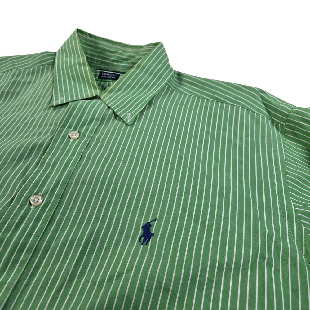 Ralph Lauren Yarmouth Green Striped Long Sleeve Button Up Size 16-33